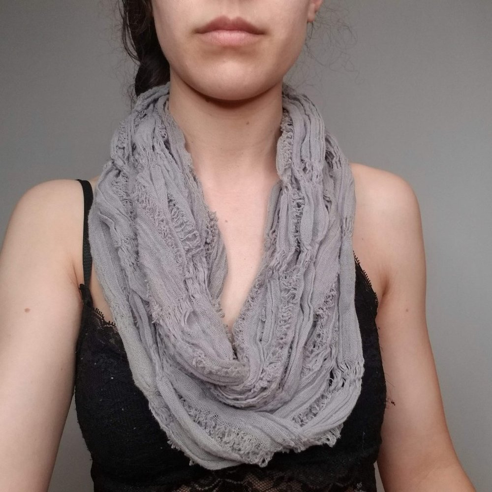 BDG Distressed Gray Cotton Circle Scarf
